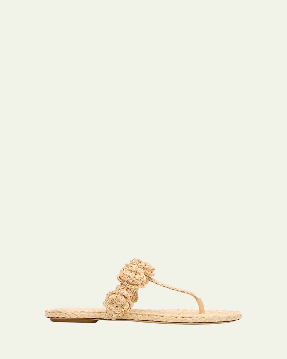 Magnolia Raffia T-Strap Sandals